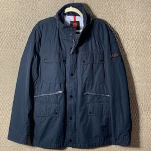 Strellson Mens Jacket Size 56 Blue Master-W Snap Full Zip Hooded Pockets Outdoor